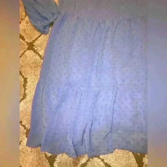 CeCe Split Neck Long Sleeve Clip Dot Tiered Babydoll Dress NEW - Picture 4 of 12